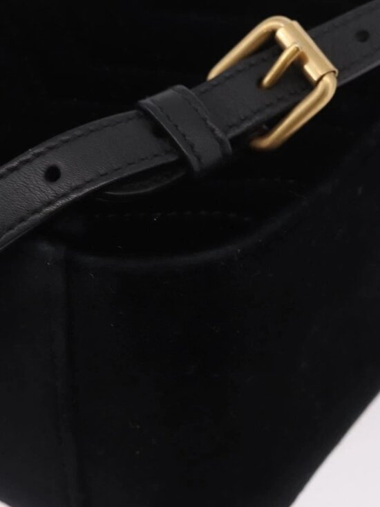 GUCCI GG Marmont Backpack Velor Black Gold 524568 Auth main image 9